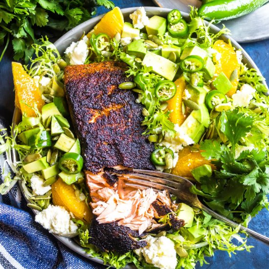 Cajun Salmon + Avocado Orange Salad