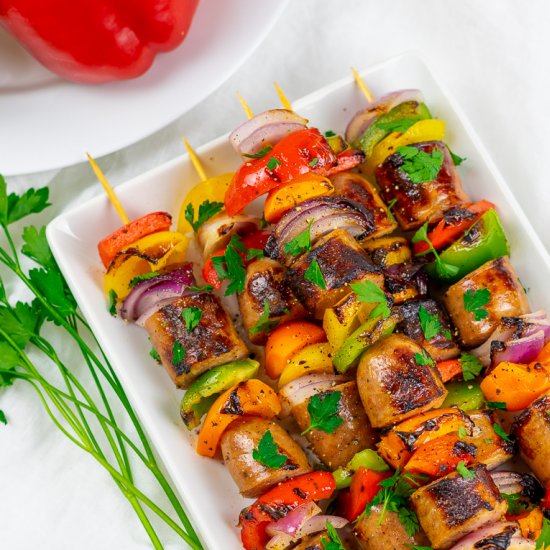 Grilled Chicken Sausage Kabobs