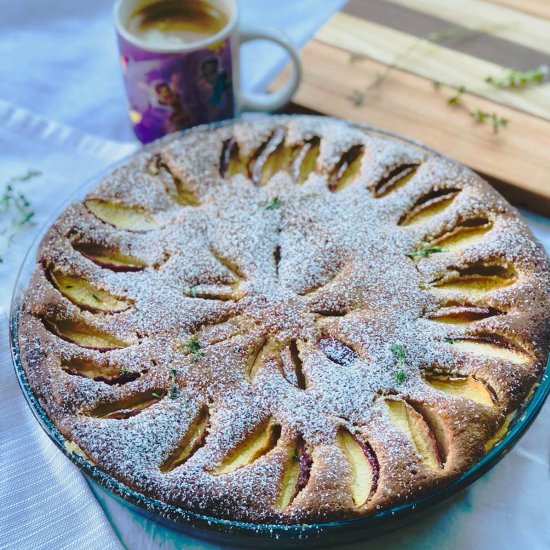 Peach, almond and thyme tart