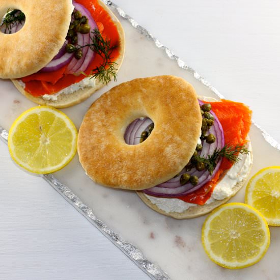 Salmon, Cream Cheese & Capers Bagel