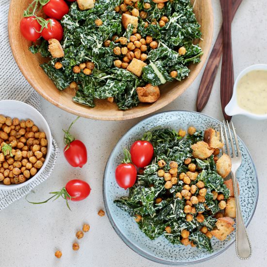 Vegetarian Caesar Salad with Kale