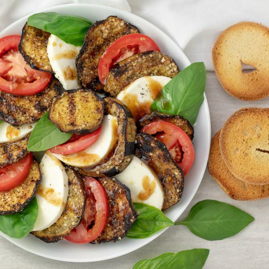 Quinoa-Crusted Eggplant Caprese