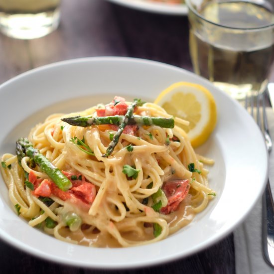 Asparagus and Sockeye Linguine