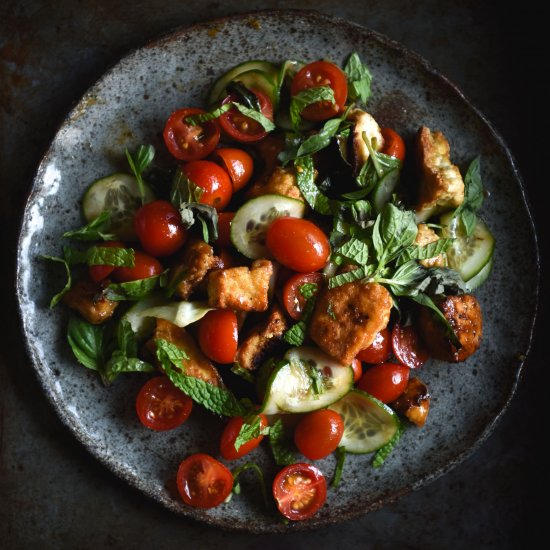 Crispy tofu and tomato salad