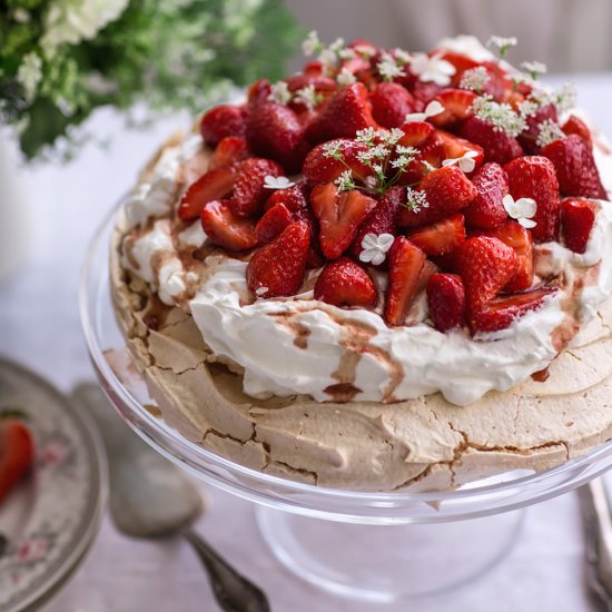 Strawberry Pavlova cake