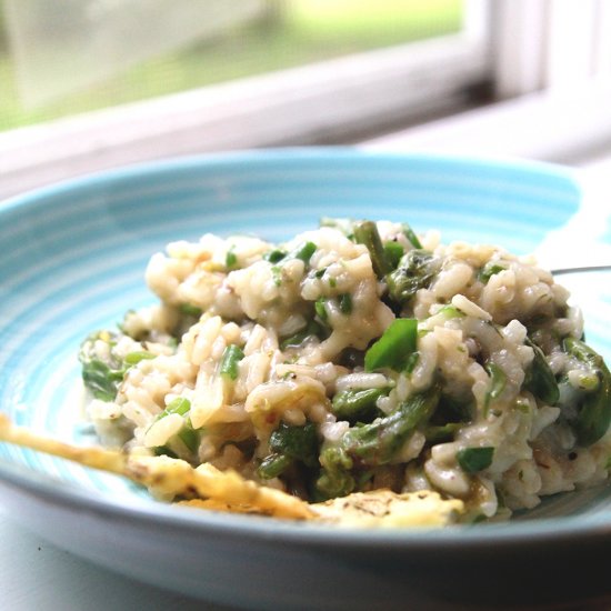 Spring Onion Fiddlehead Risotto