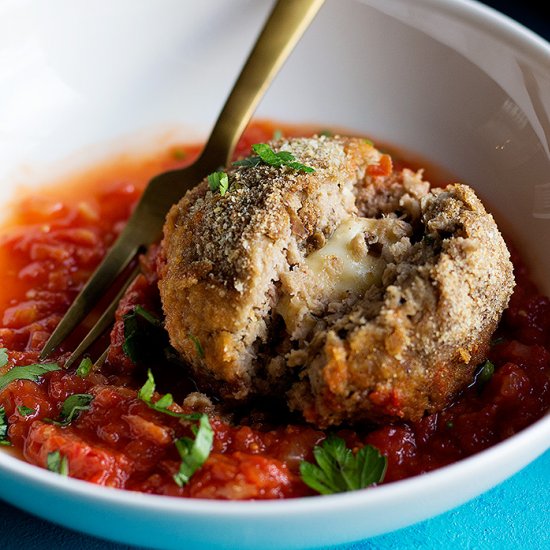 Cheese Stuffed Eggplant Meatballs