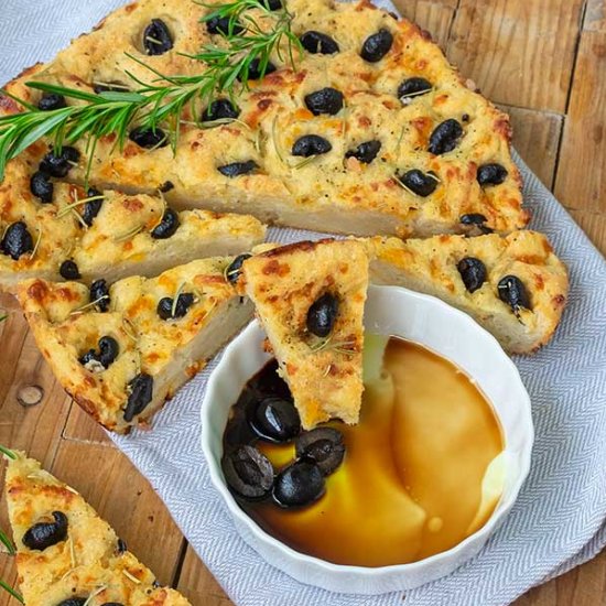 GF Cheesy Focaccia With Olives