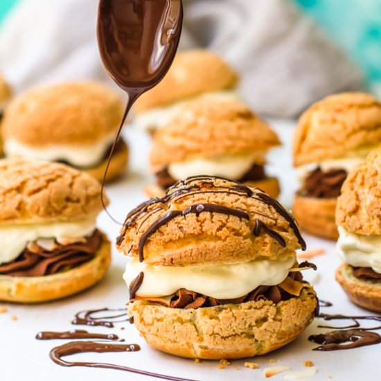 Chocolate coconut cream puffs