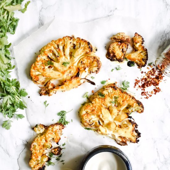 Baked Curried Cauliflower Steaks