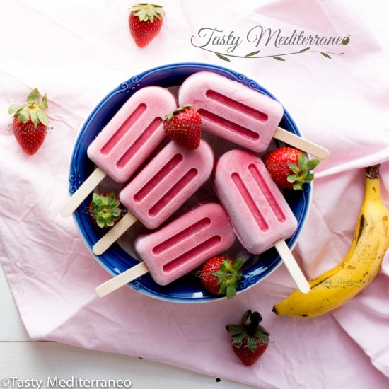 Strawberry banana & yogurt ice pops