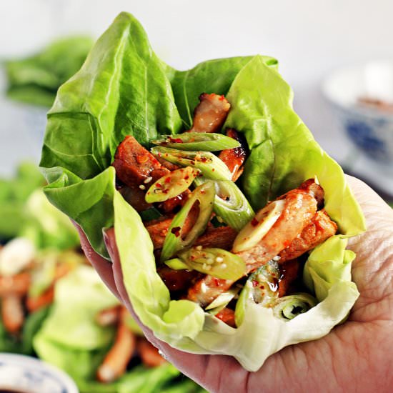 Korean BBQ Style Pork Lettuce Wraps