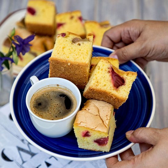 Simple cake with rhubarb