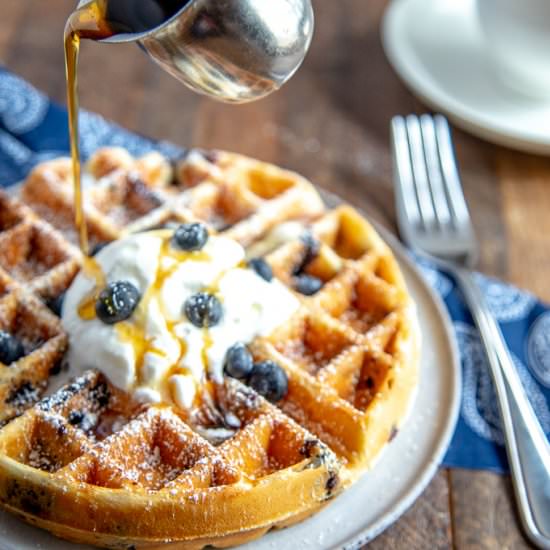 Easy Blueberry Waffles from Scratch