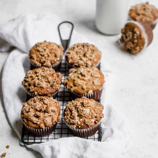 Honey Strawberry Streusel Muffins