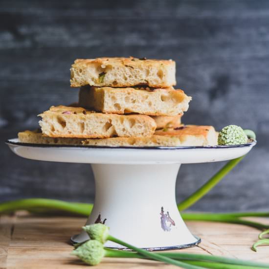 Garlic Scape & Onion Focaccia