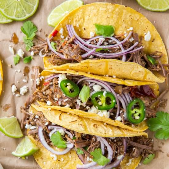 Slow Cooker Barbacoa Beef Tacos