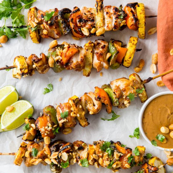 Peanut Grilled Chicken Kebabs