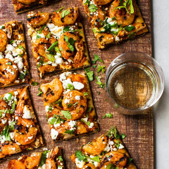 Grilled Harissa Shrimp Flatbread