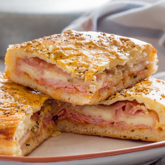 Cheese and ham Italian focaccia