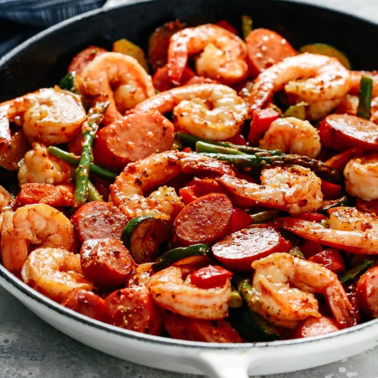 Shrimp & Sausage Vegetable Skillet