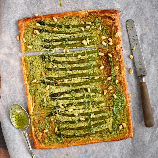 asparagus, ricotta and basil tart