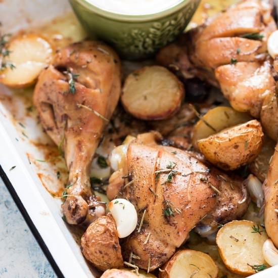 Lebanese Baked Chicken Potatoes