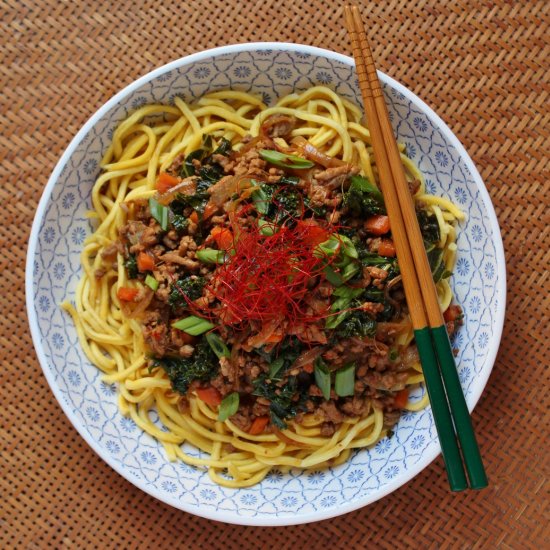 Szechuan Ground Pork Fried Noodles