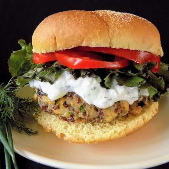 Greek Veggie Burgers with Tzatziki