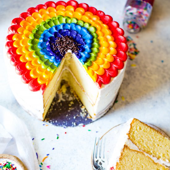 Vanilla Almond Rainbow Petal Cake