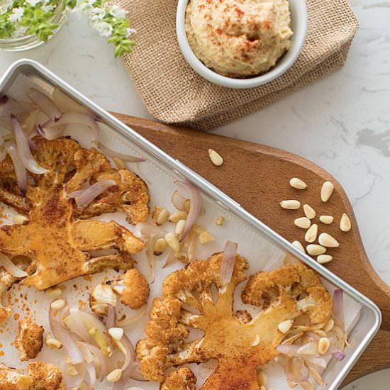 Cauliflower Steak with Nut Hummus