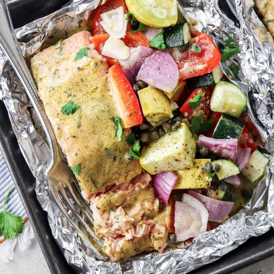 Dijon Salmon and Veggie Foil Packs