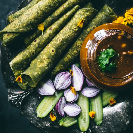 Spinach Roti (Indian flatbread)