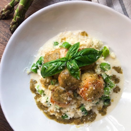 Scallops with Cauliflower Risotto