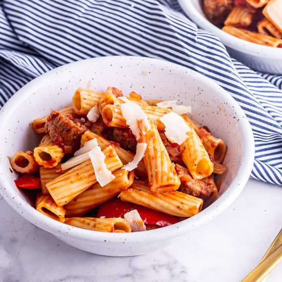 Sausage Pasta with Peppers & Tomato