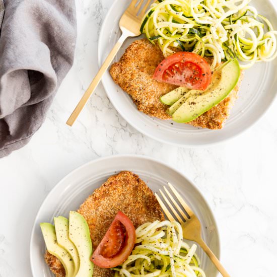 Breaded Pork Cutlets with Zoodles