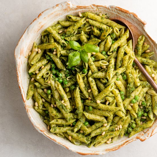 Fresh Pesto Pasta with Peas