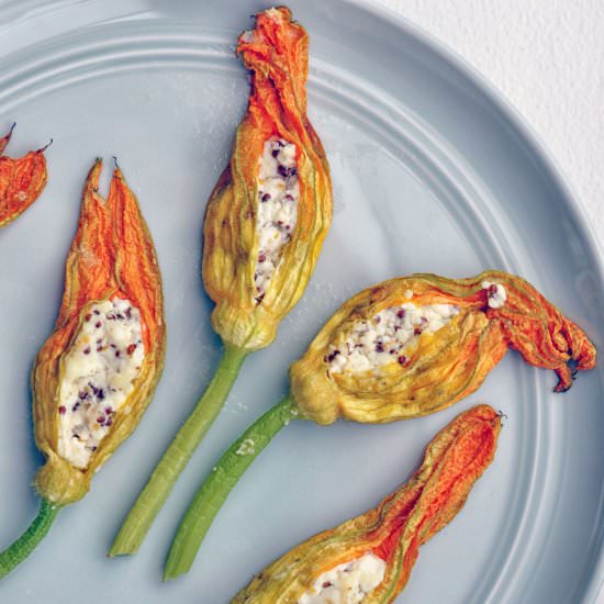 Baked Stuff Squash Blossoms