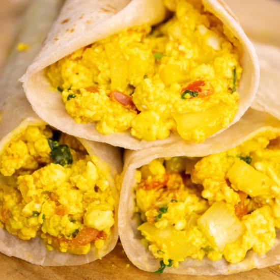 Tofu scramble burrito mexican