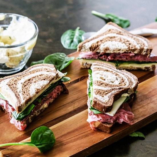 Pastrami Sandwich & Mustard Spread