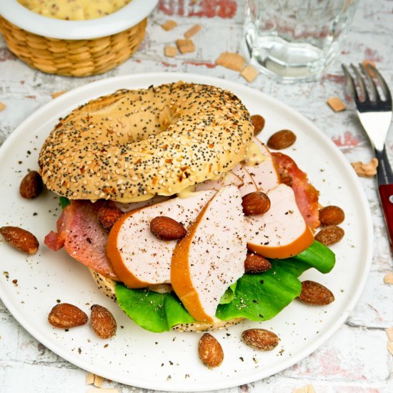 Smoked chicken bagels