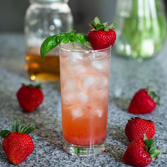 Strawberry Basil Vodka Collins