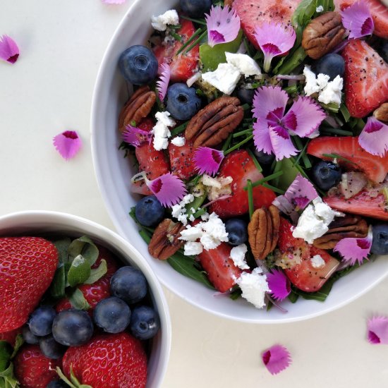 Mizuna Salad with Berries & Petals