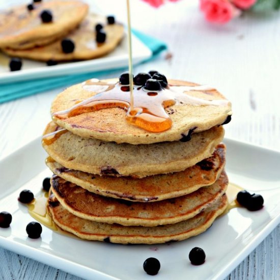 Blueberry Oat Flour Pancakes