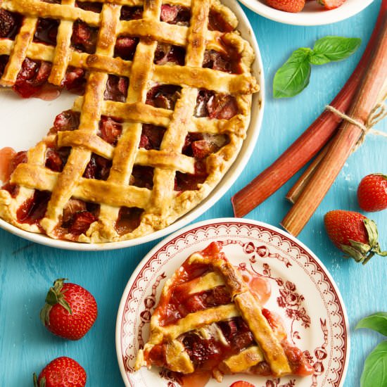 StrawberryRhubarb BasilBalsamic Pie