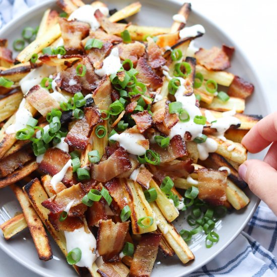 Whole30 Parsnip Fries with Bacon