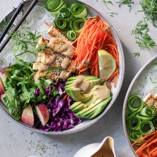 Rice Noodle Bowl with Tofu