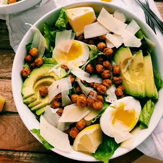 Caesar Salad with Spicy Chickpeas