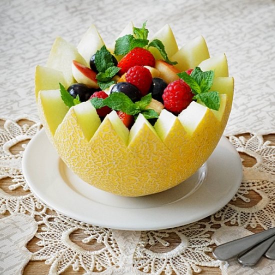 Fruit salad in melon bowl