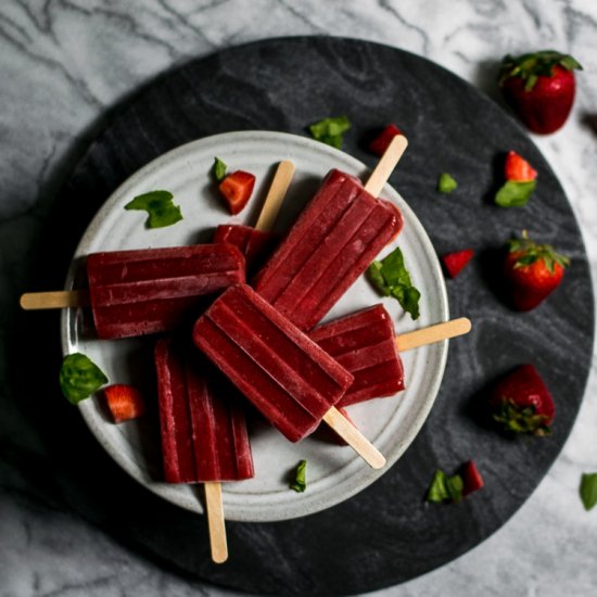 Strawberry Basil Ice Pops